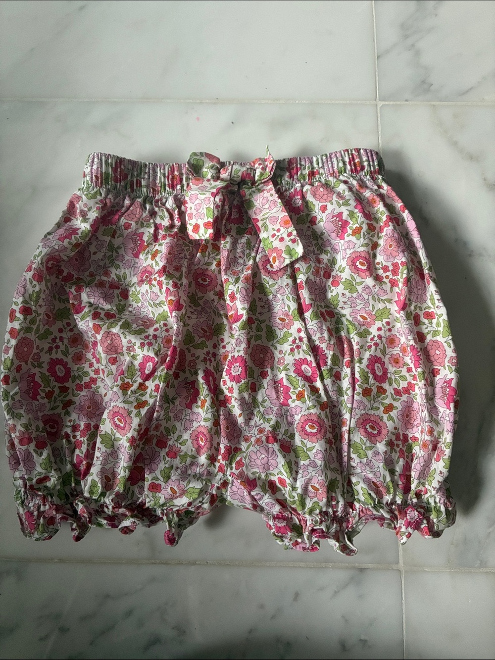 Floral Pink Elastic-Waist Girl’s Shorts